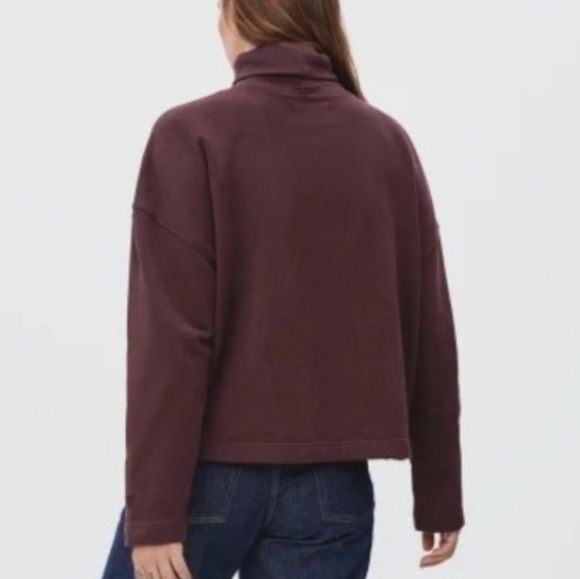 Everlane Cowl Neck Boxy Sweatshirt Burgundy Small - Picture 2 of 16